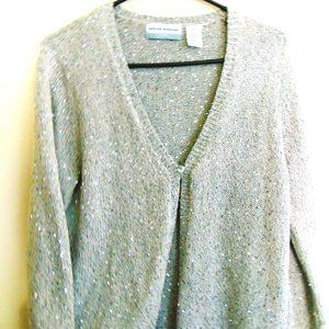 ALFRED DUNNER SEQUIN CARDIGAN SWEATER SIZE PL